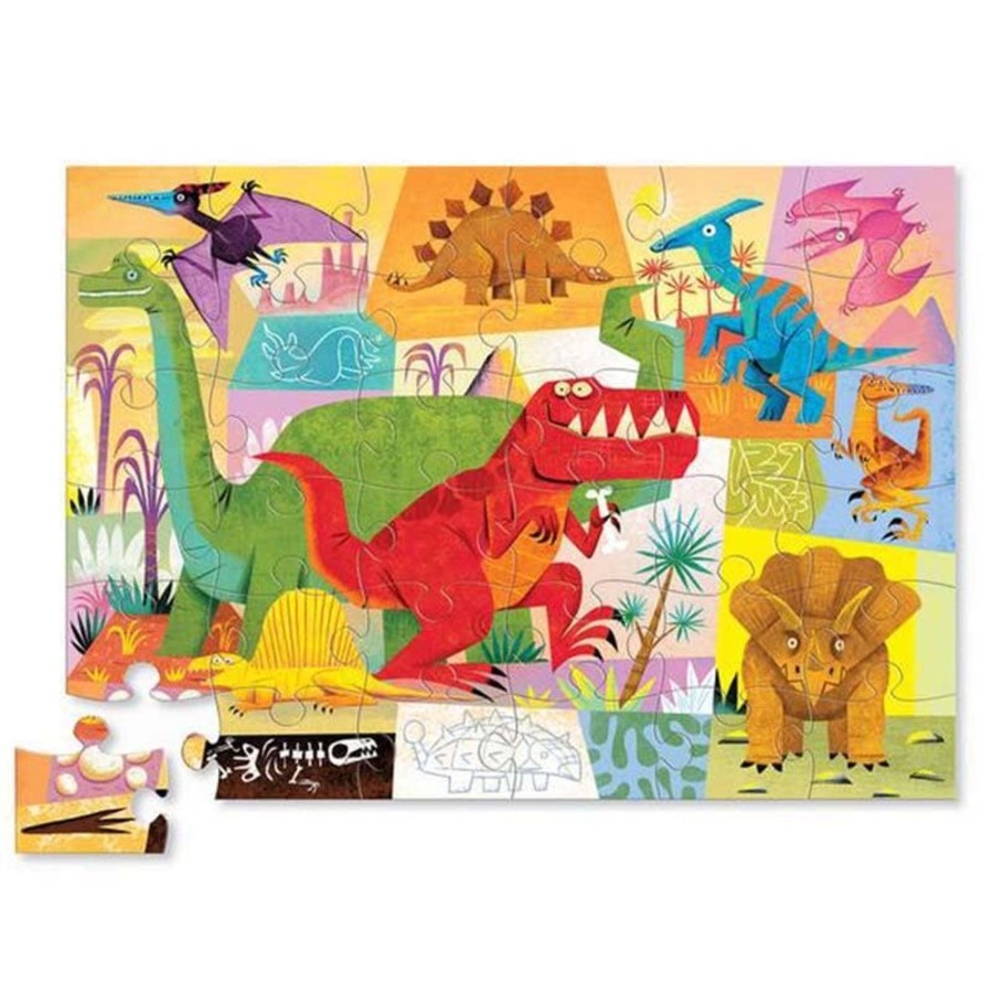 Kids Toys Crocodile Creek Wooden Puzzles | Classic Floor Puzzle 36Pc - Dinosaur