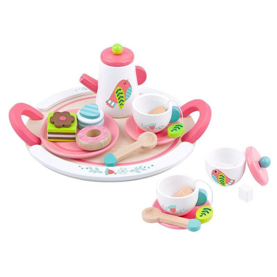 Kids Toys Tooky Toys Kids Tea Sets | Wooden Tea Set Bird Design