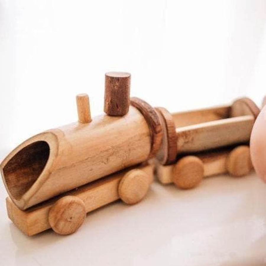 Kids Toys Qtoys Wooden Train Sets | Bamboo Pull Along Train