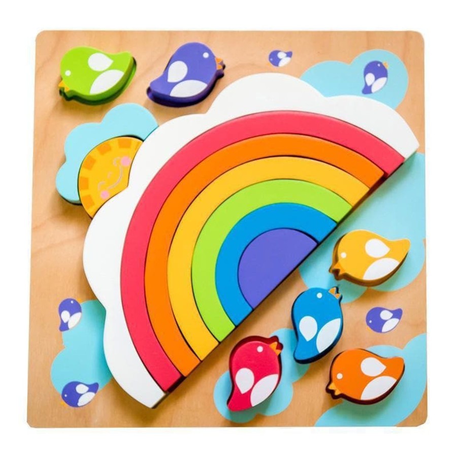 Kids Toys Kiddie Connect Wooden Puzzles | Large Sun And Rainbow Puzzle