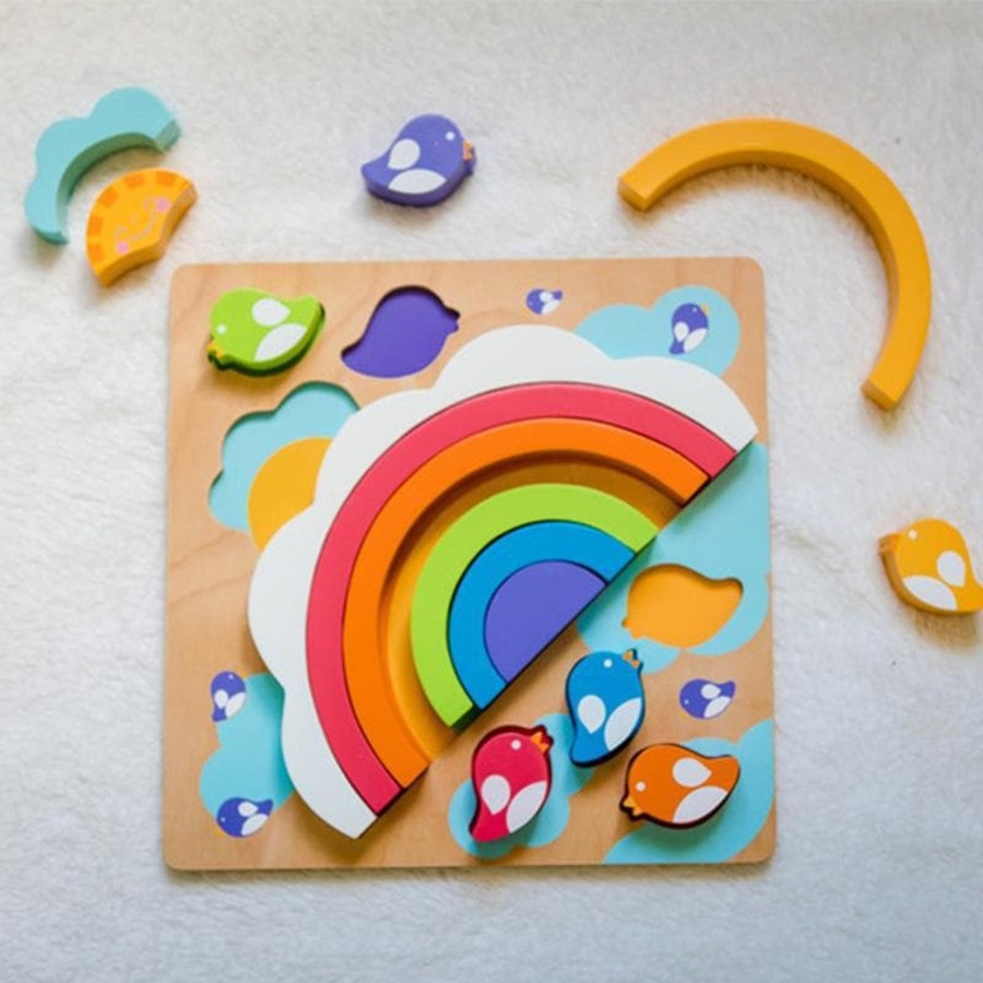 Kids Toys Kiddie Connect Wooden Puzzles | Large Sun And Rainbow Puzzle