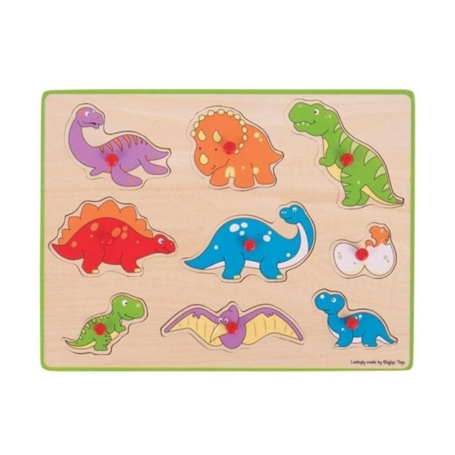 Kids Toys Bigjigs Wooden Puzzles | Lift Out Puzzle - Dinosaurs