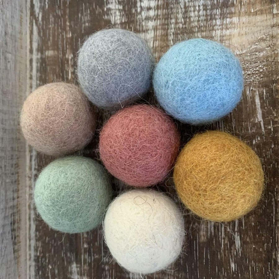 Kids Toys Papoose Sensory Play | Earth Felt Balls 3.5Cm/7 Pieces