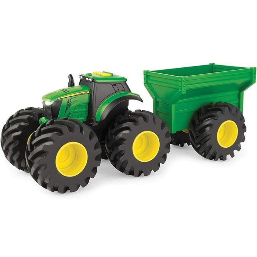 Kids Toys John Deere Construction Vehicle Toys | Monster Treads Tractor With Wagon (Lights And Sounds)