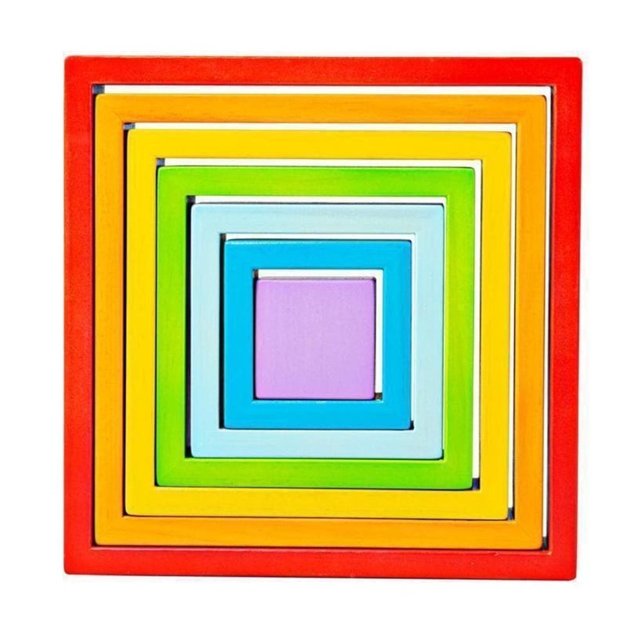 Kids Toys Bigjigs Wooden Rainbows | Wooden Stacking Squares