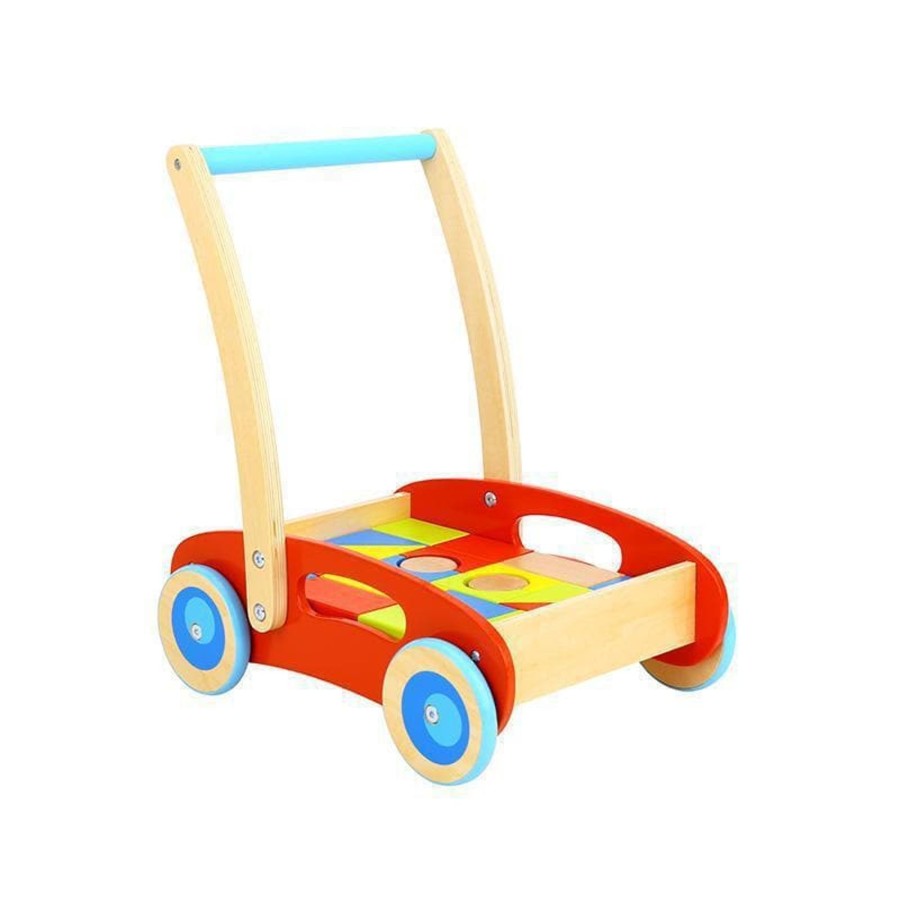 Babies & Toddlers Tooky Toys Wooden Walker Wagons | Baby Walker W/ Blocks