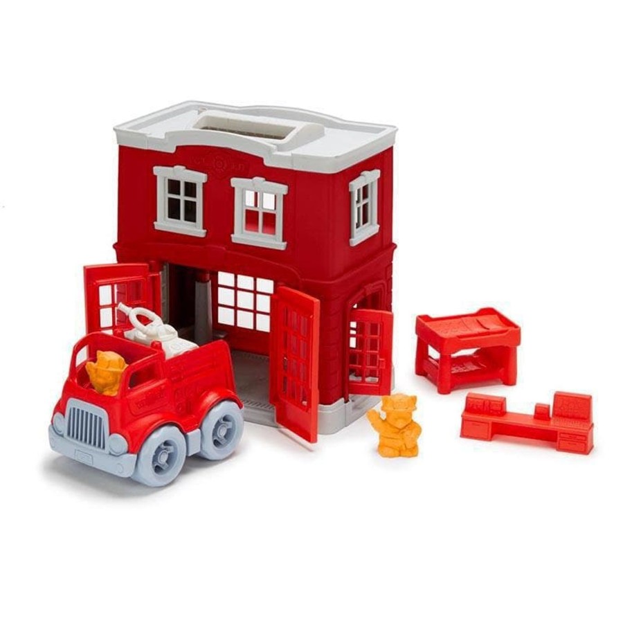 Kids Toys Green Toys Fire Truck Toys | Fire Station Playset