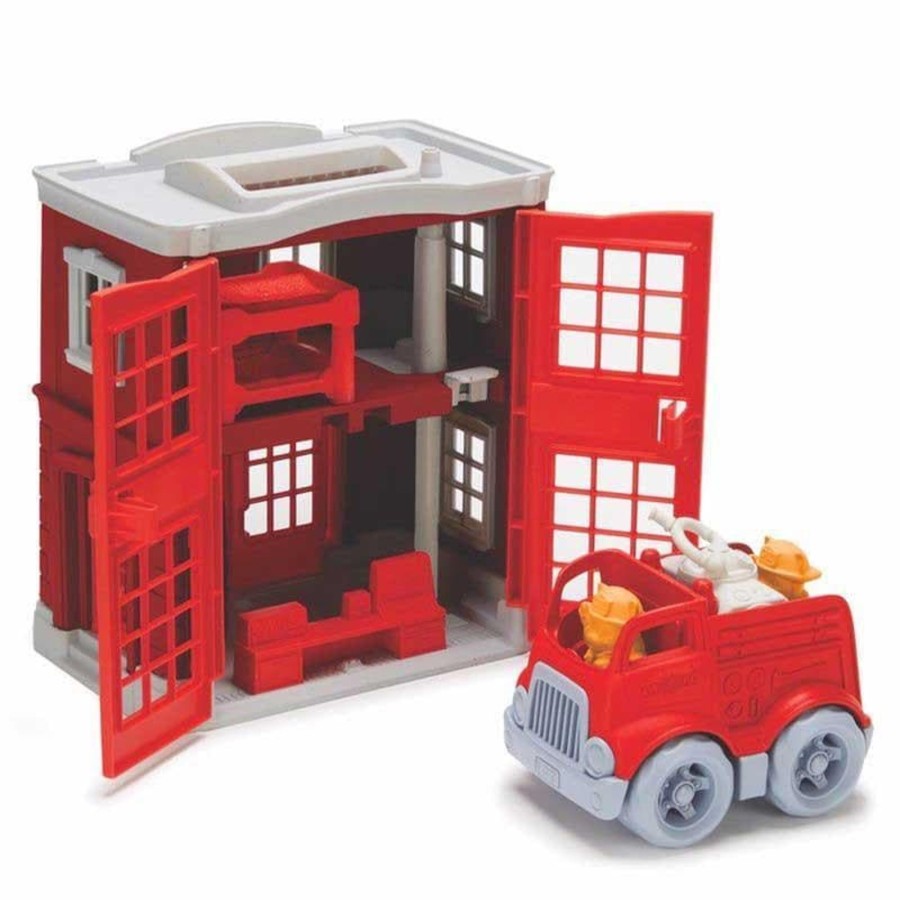 Kids Toys Green Toys Fire Truck Toys | Fire Station Playset