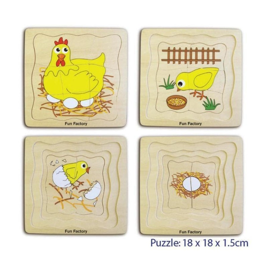 Kids Toys Fun Factory Wooden Puzzles | 4 Layer Egg Chicken Puzzle