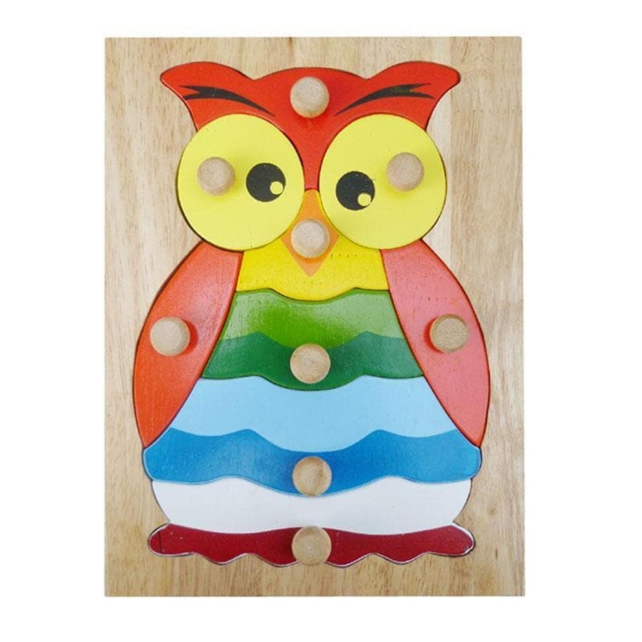 Kids Toys Qtoys Wooden Puzzles | Hooty Owl Knob Puzzle