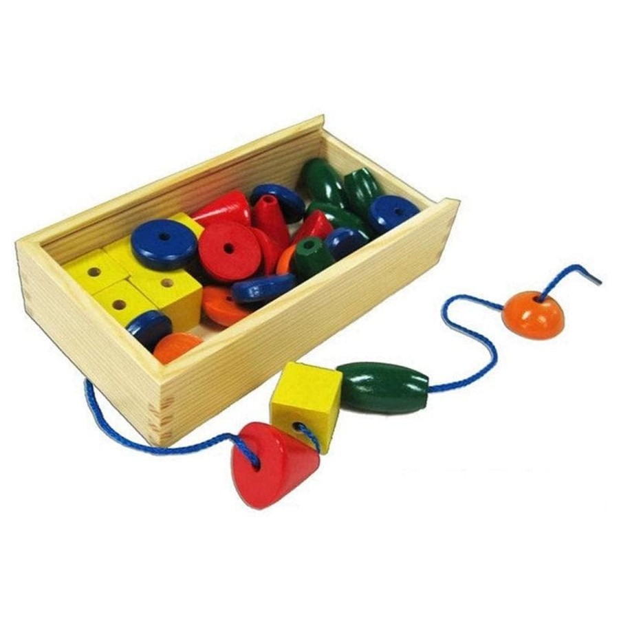 Kids Toys La Belle Toys Lacing And Threading | Wooden Bead 30Pc + 3 Laces