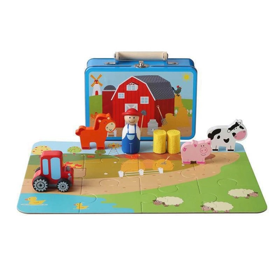 Kids Toys Kaper Kidz Farm Animals | Farm Playset In Tin Case