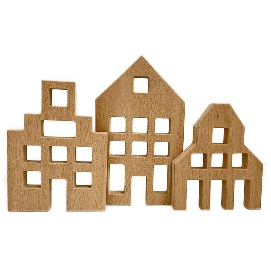 Kids Toys Papoose Small World Play | Dutch Wood Houses/3Pc