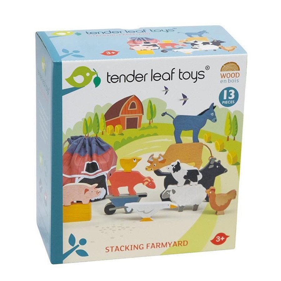 Kids Toys Tender Leaf Toys Farm Animals | Stacking Farmyard Animals With Bag