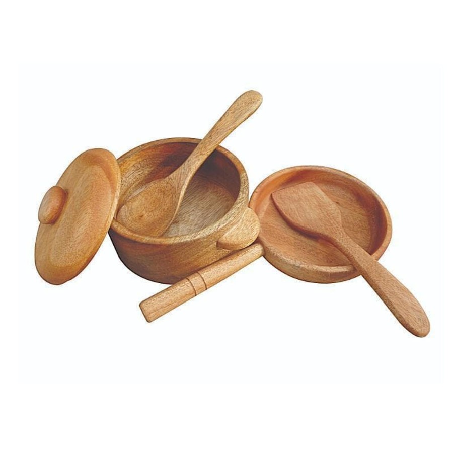 Kids Toys Qtoys Kitchen Accessories | Mahogany Pot And Pan Set