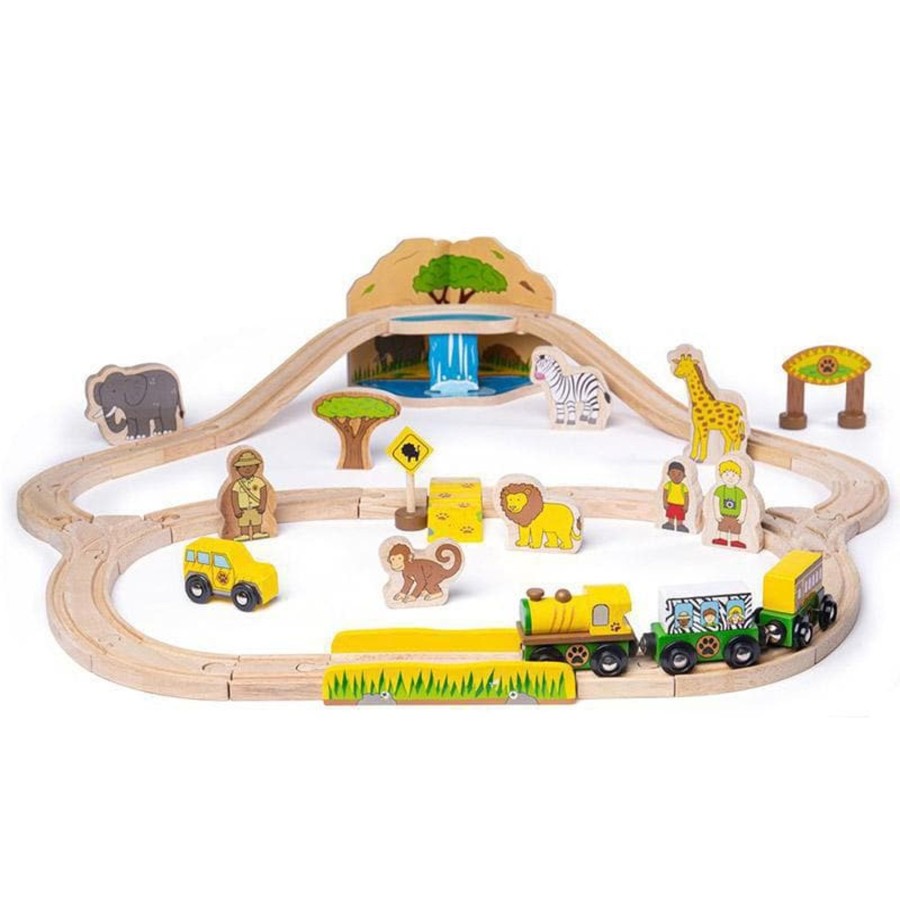 Kids Toys Bigjigs Wooden Train Sets | Safari Train Set