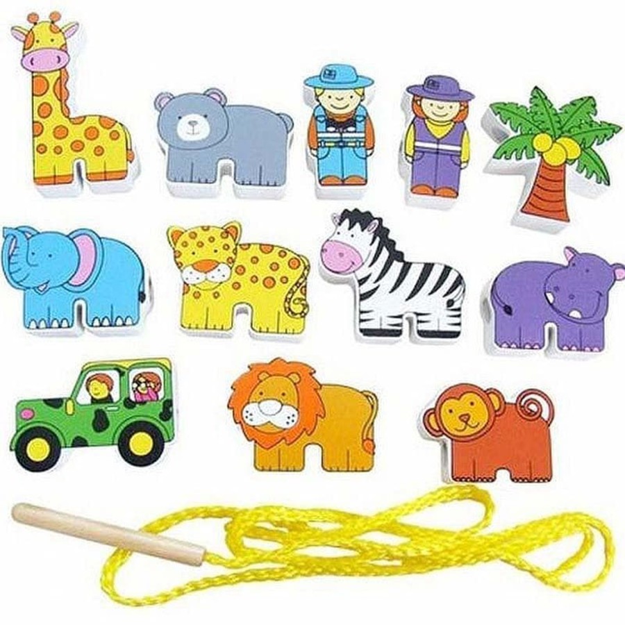 Kids Toys Viga Toys Fine Motor Skills Toys | Lacing Blocks - Zoo 12Pc