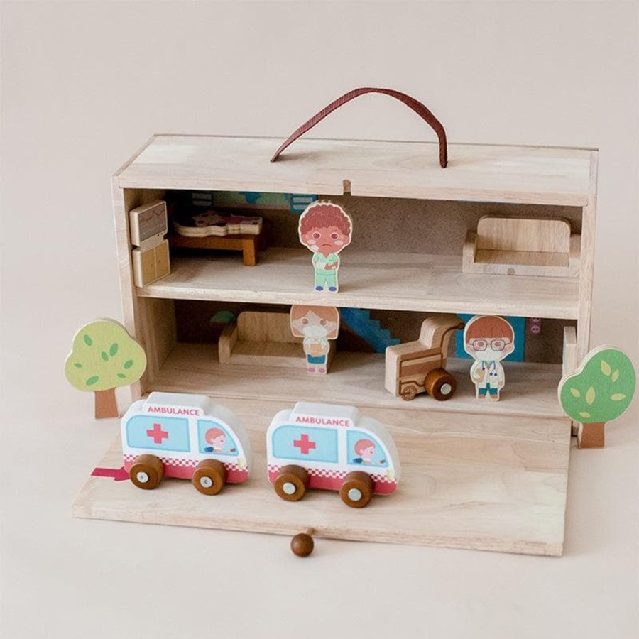 Kids Toys Qtoys Wooden Doll Houses | Portable Hospital Set