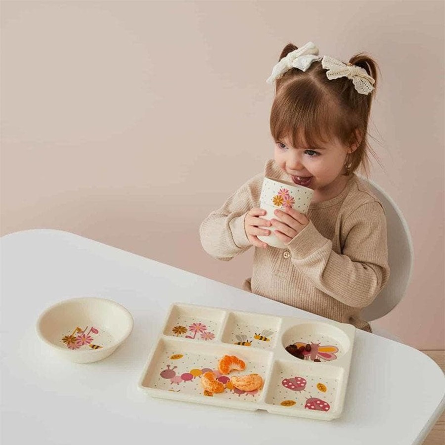 Kids Toys Jiggle & Giggle Wooden Food Sets | Little Critters Pink Bamboo Divider Dining 3Pc Set