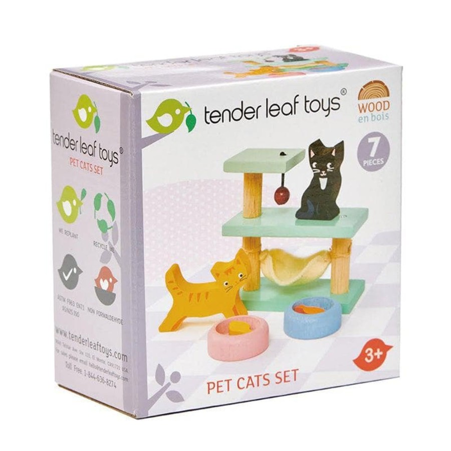 Kids Toys Tender Leaf Toys Wooden Doll Houses | Pet Cat Set