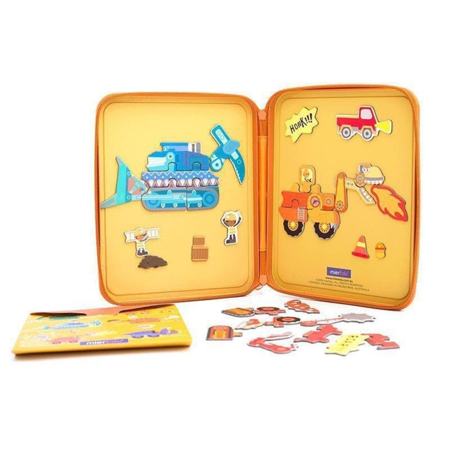 Kids Toys mierEdu Colour & Paint | Puzzle + Draw Magnetic Kit - Diggersaurs