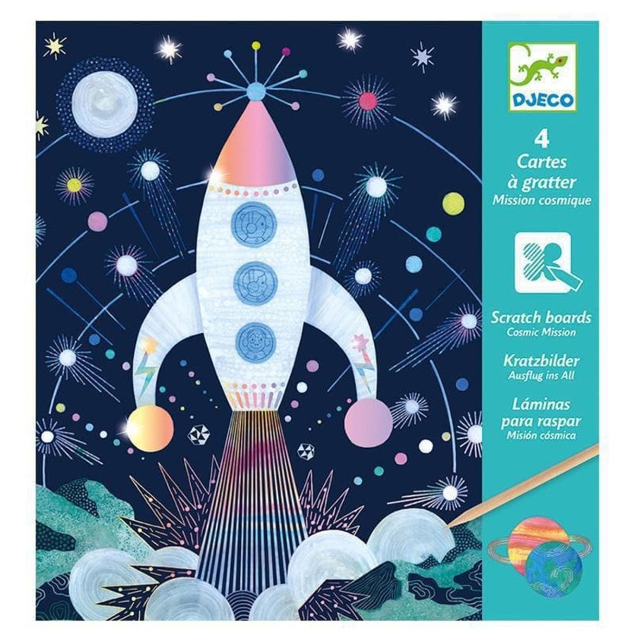 Kids Toys Djeco Craft Kits | Cosmic Mission Scratch Cards