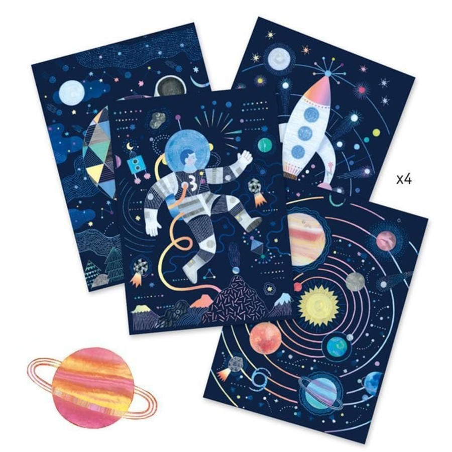 Kids Toys Djeco Craft Kits | Cosmic Mission Scratch Cards