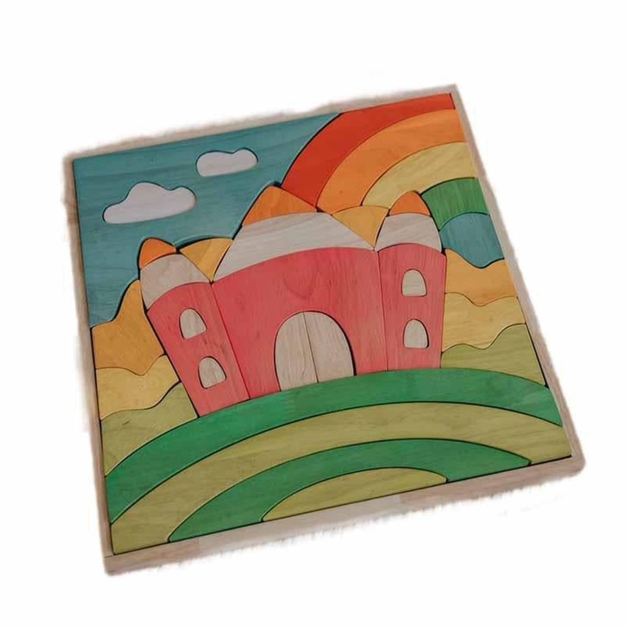 Kids Toys Qtoys Wooden Puzzles | Fairy Castle Puzzle & Play Set