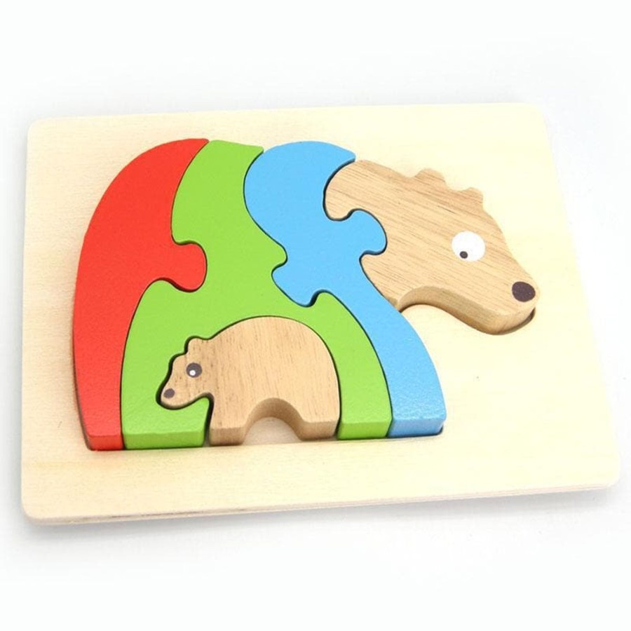 Kids Toys Kaper Kidz Wooden Toys | Stacking Jigsaw - Bear & Baby