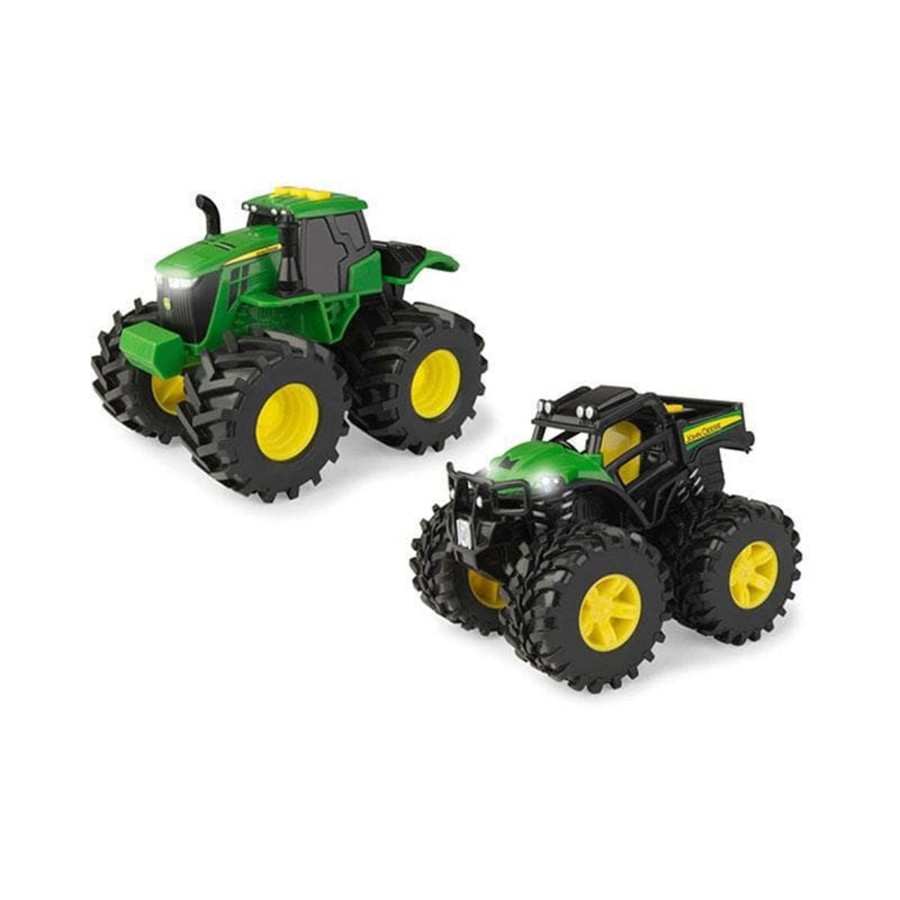 Kids Toys John Deere Construction Vehicle Toys | Monster Treads Lights & Sounds 15Cm Vehicles - 2 Pack