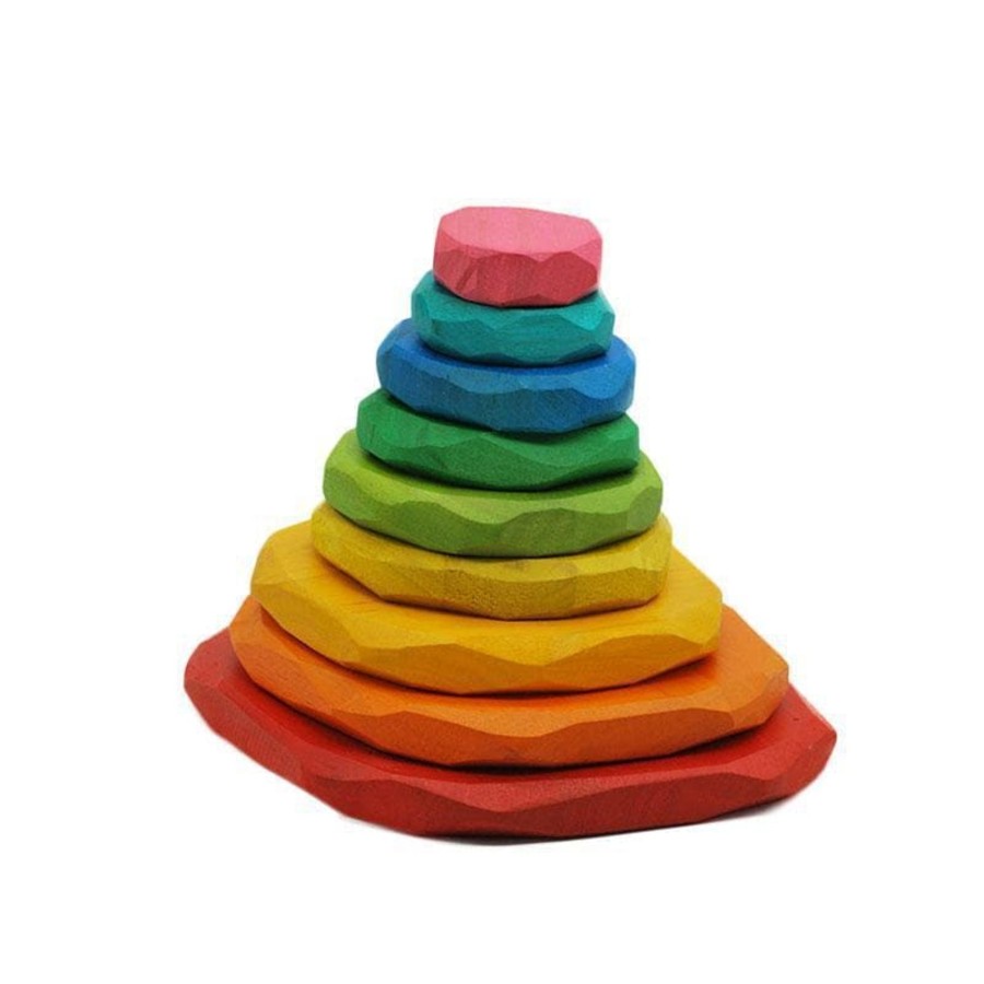 Kids Toys Qtoys Wooden Toys | Coloured Stacking Stones