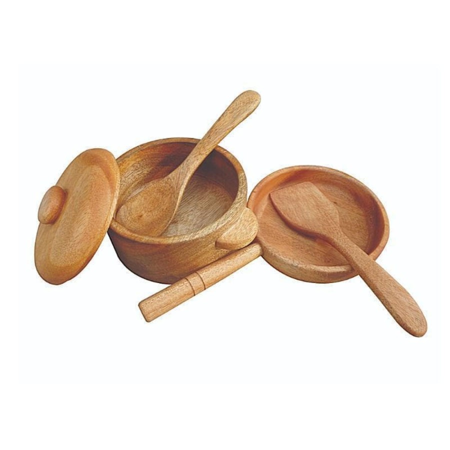 Kids Toys Qtoys Kids Baking Sets | Mahogany Pot And Pan Set