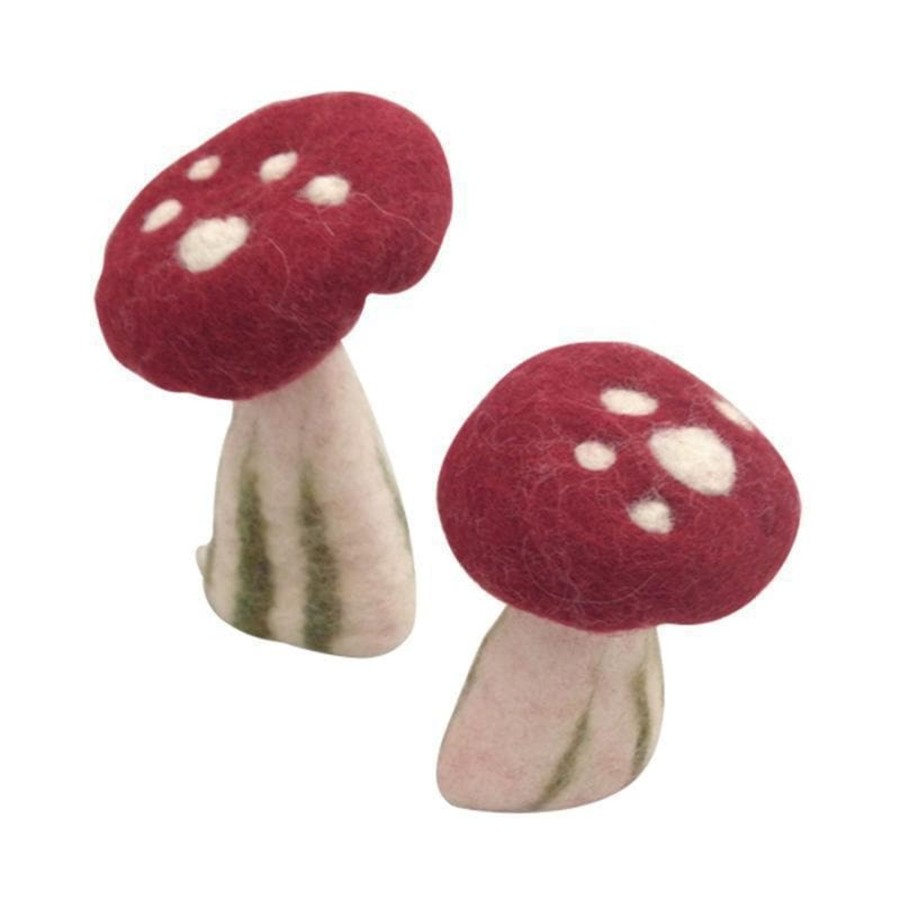 Kids Toys Papoose Felt Toys | Hollow Mushrooms - Medium - 6Pc