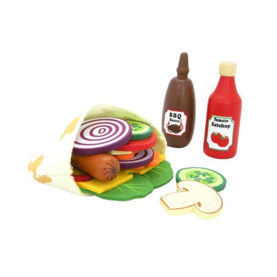 Kids Toys Kaper Kidz Wooden Food Sets | Create Your Own Pocket Bread