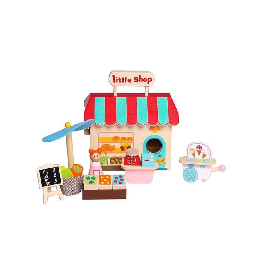 Kids Toys Kaper Kidz Wooden Food Sets | Grocery Store With Carry House