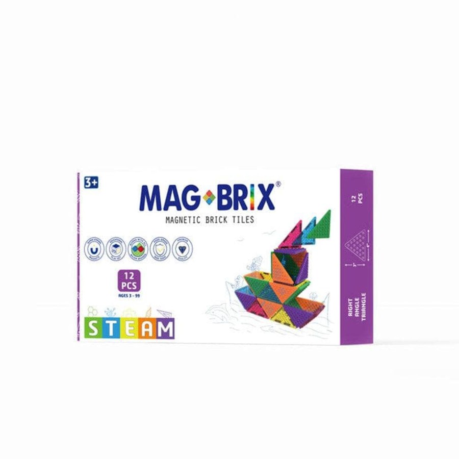 Kids Toys Magblox Construction Blocks | Magbrix 12Pcs Right Angle Triangle Pack