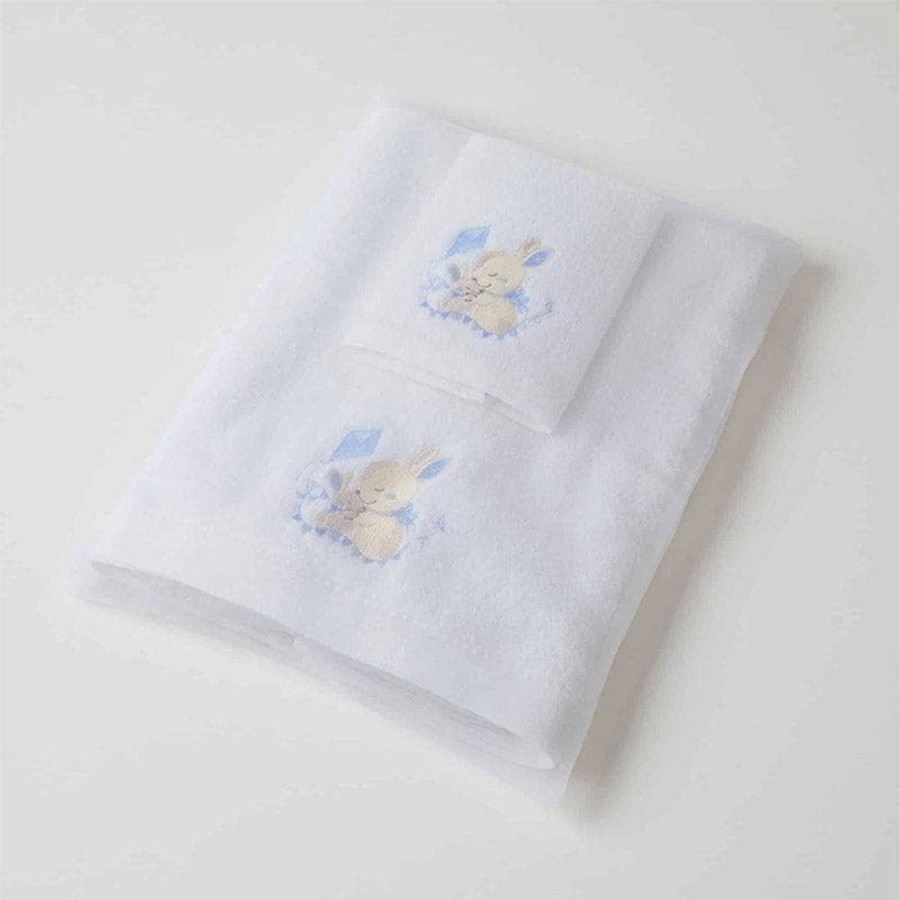 Babies & Toddlers Jiggle & Giggle Hooded Towels | Blue Bunny Bath Towel & Face Washer