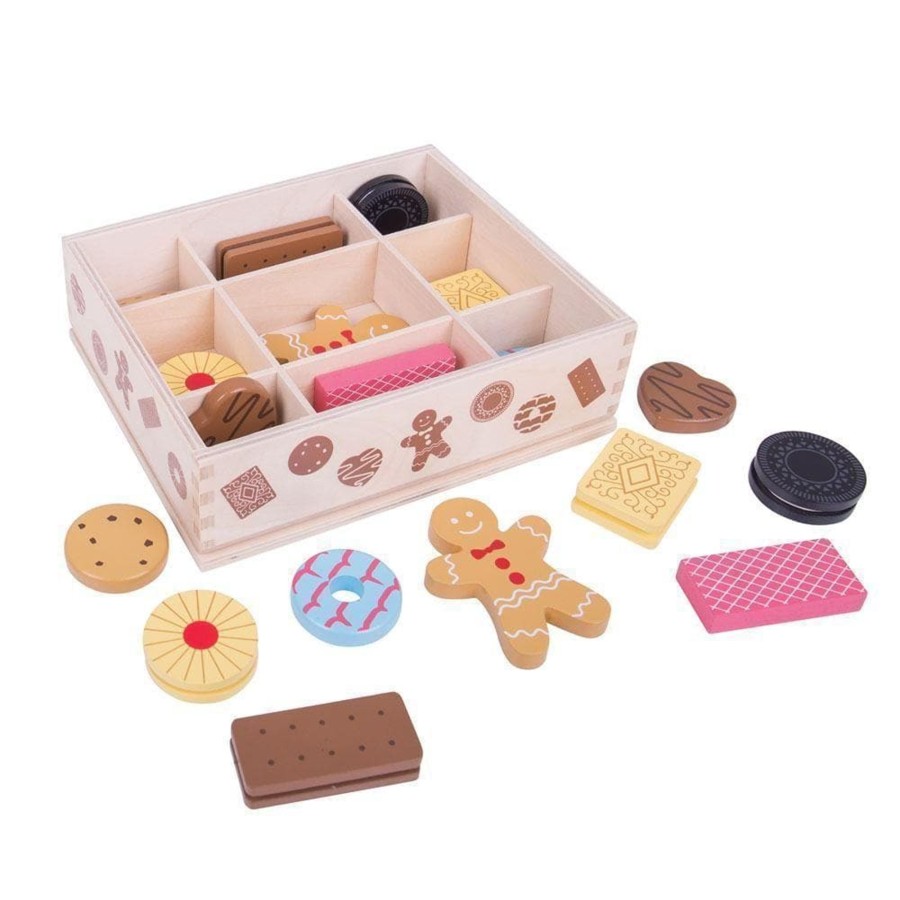 Kids Toys Bigjigs Wooden Food Sets | Bigjigs Wooden Box Of Biscuits