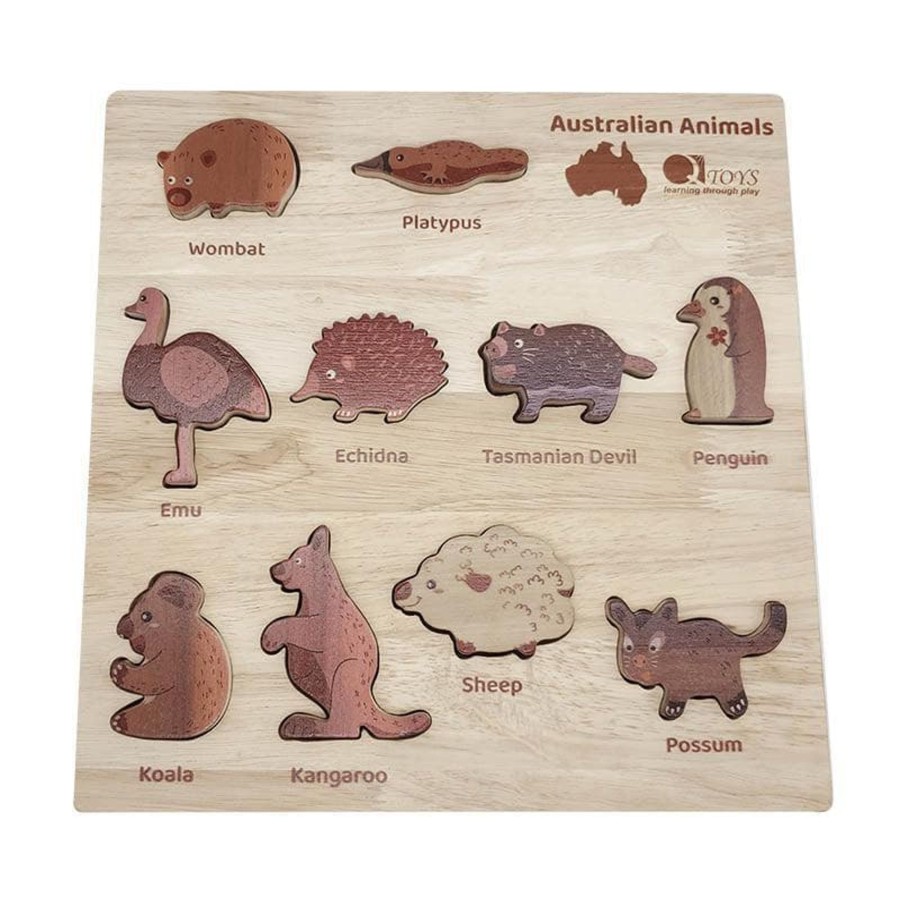 Kids Toys Qtoys Wooden Puzzles | Natural Australian Animal Puzzle