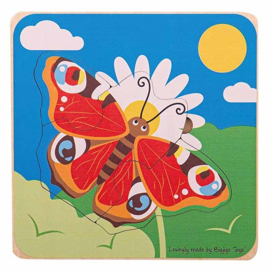 Kids Toys Bigjigs Wooden Puzzles | Lifecycle Layer Puzzle - Butterfly