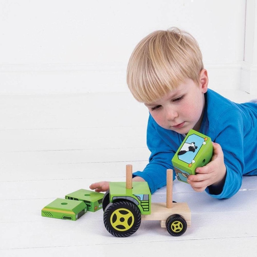 Kids Toys Bigjigs Wooden Toys | Stacking Tractor