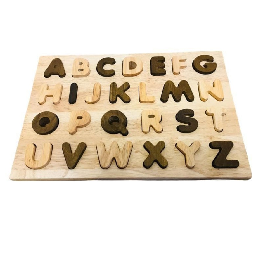 Kids Toys Qtoys Wooden Toys | Two Toned Capital Letter Puzzle