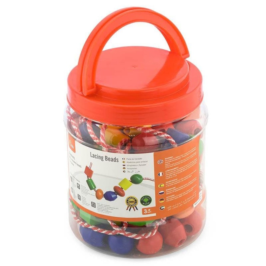 Kids Toys Viga Toys Lacing And Threading | Lacing Bead In Jar - 90Pc