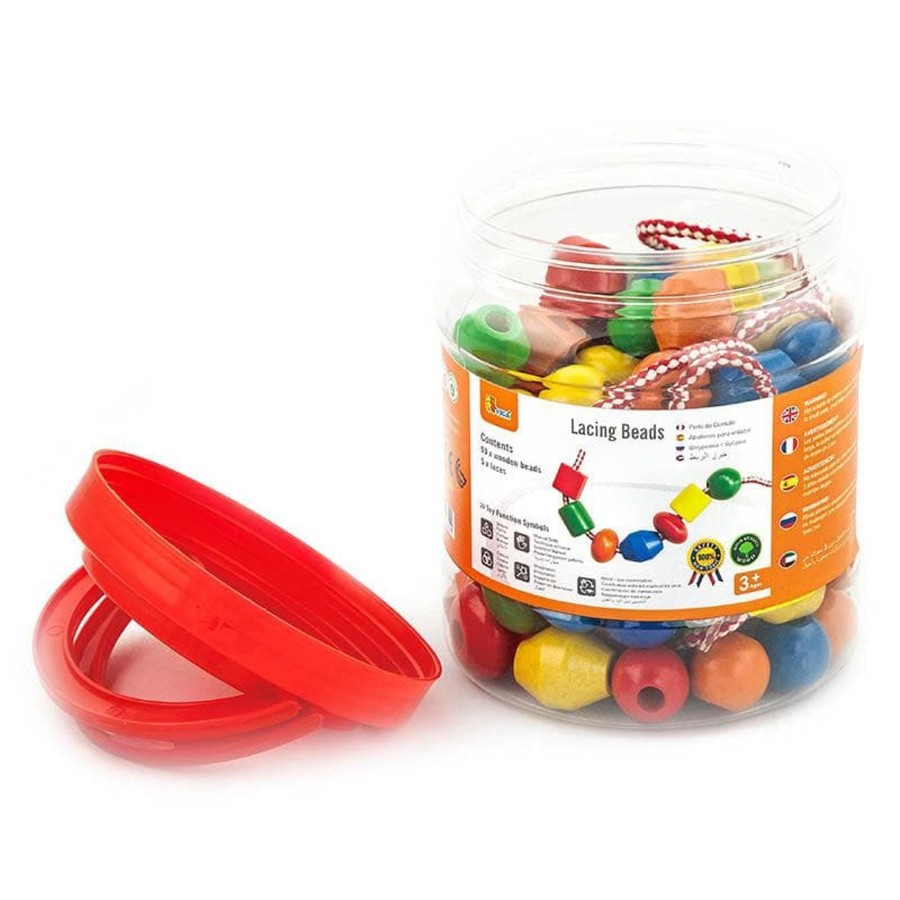 Kids Toys Viga Toys Lacing And Threading | Lacing Bead In Jar - 90Pc