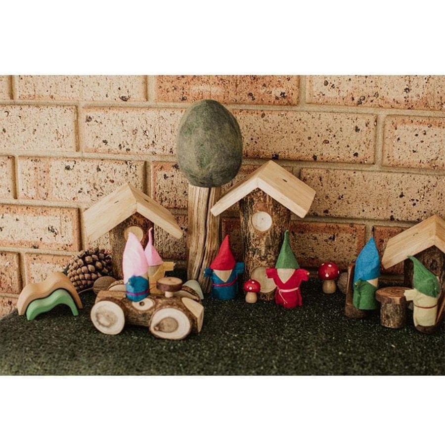 Kids Toys Qtoys Wooden Doll Houses | Tree Log Houses - Set Of 4