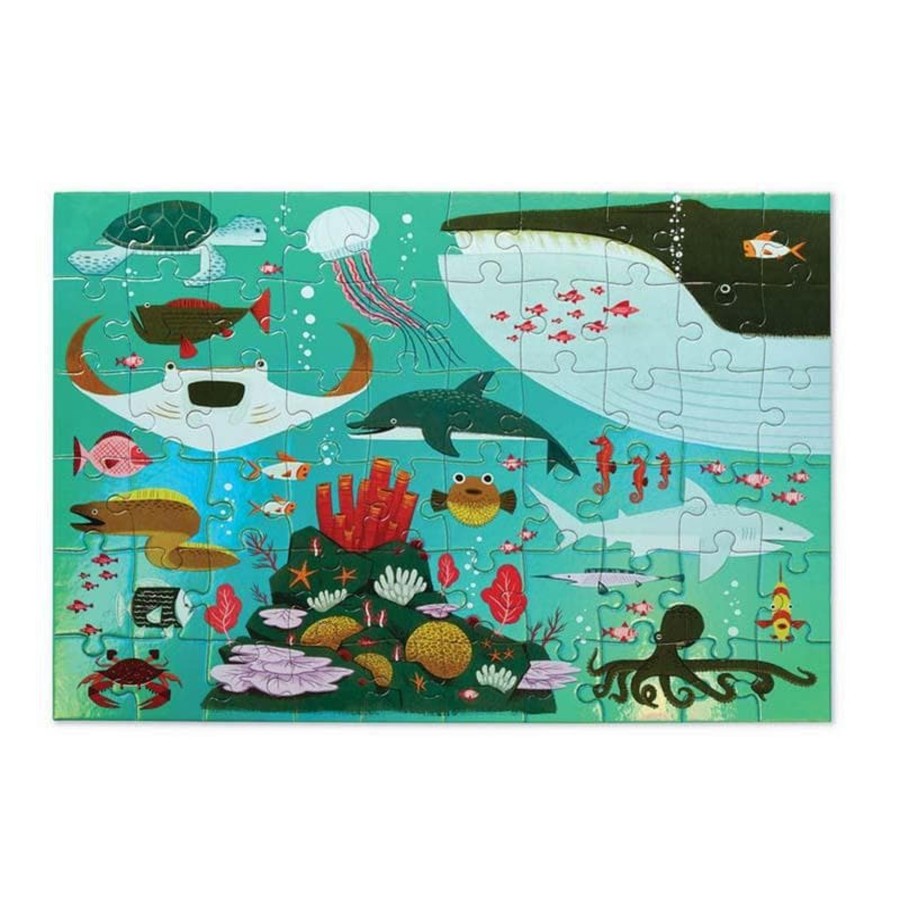 Kids Toys Crocodile Creek Wooden Puzzles | Foil Puzzle 60Pc - Shimmering Sea