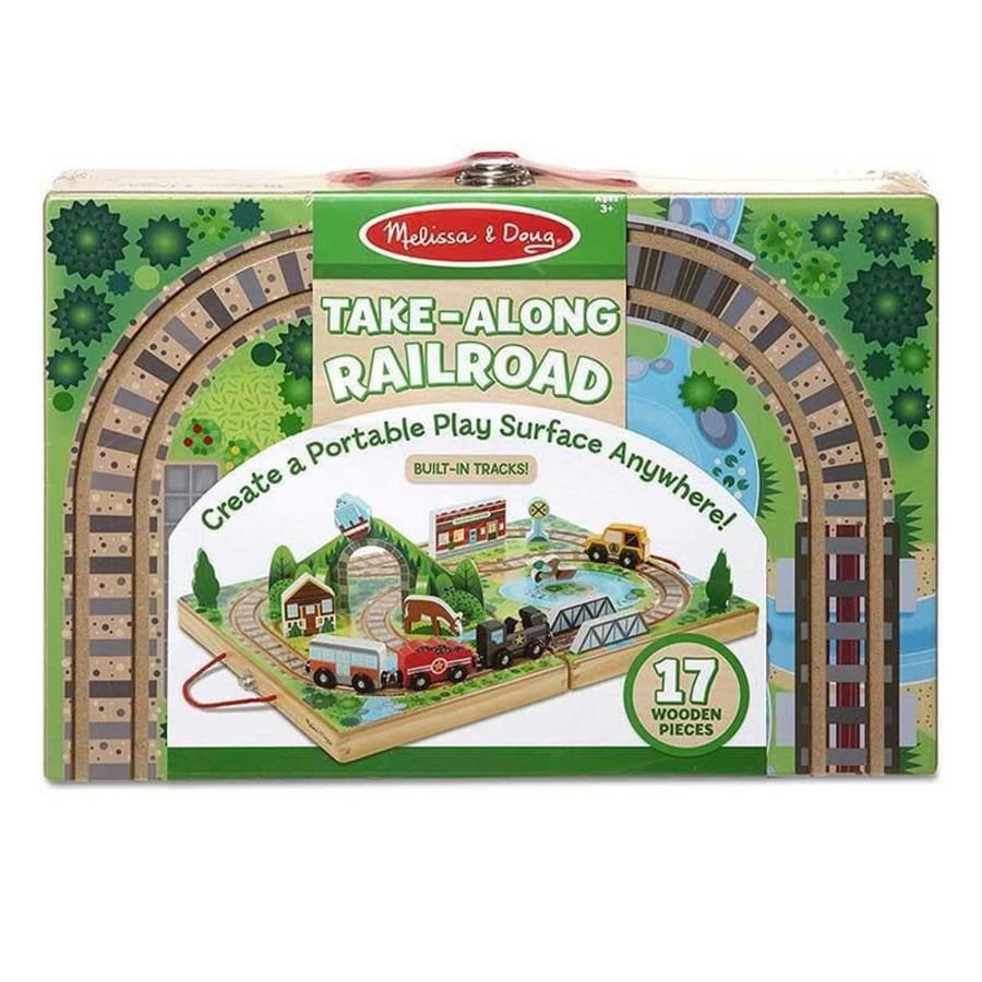 Kids Toys Melissa & Doug Wooden Train Sets | Take-Along Railroad