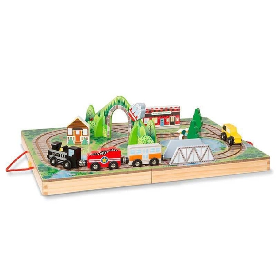 Kids Toys Melissa & Doug Wooden Train Sets | Take-Along Railroad