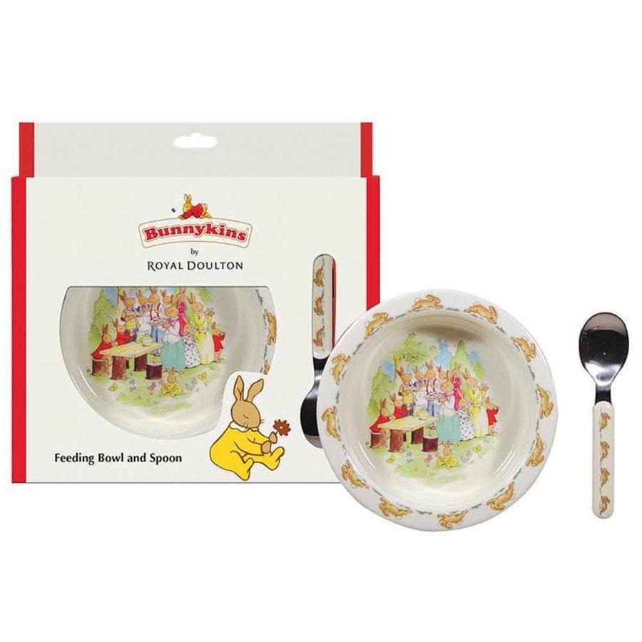 Kids Toys Bunnykins Wooden Food Sets | Bunnykins Feeding Bowl & Spoon