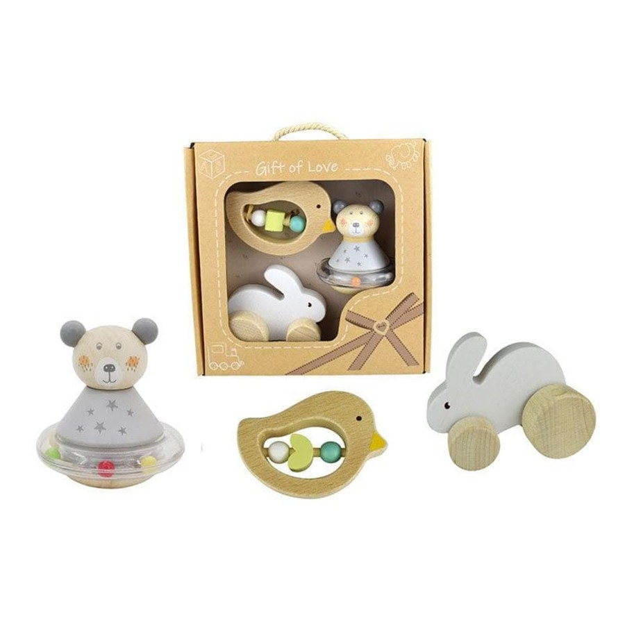 Kids Toys Kaper Kidz Wooden Toys | Calm And Breezy Baby Gift Set - Bunny Bird Bear